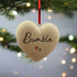 A Personalised Paw Print & Heart Ceramic Heart Bauble